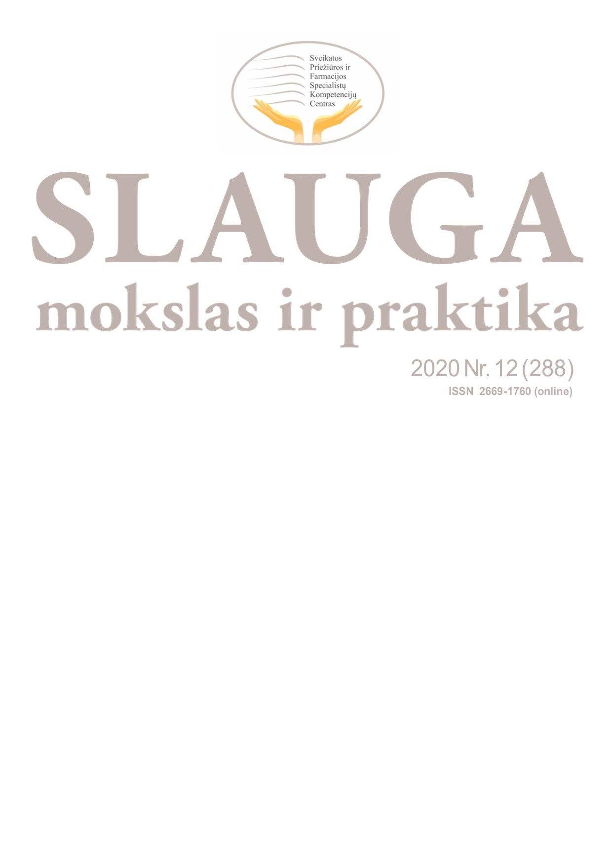 Slauga. Mokslas ir praktika viršelis 2020 Nr.12 (288)