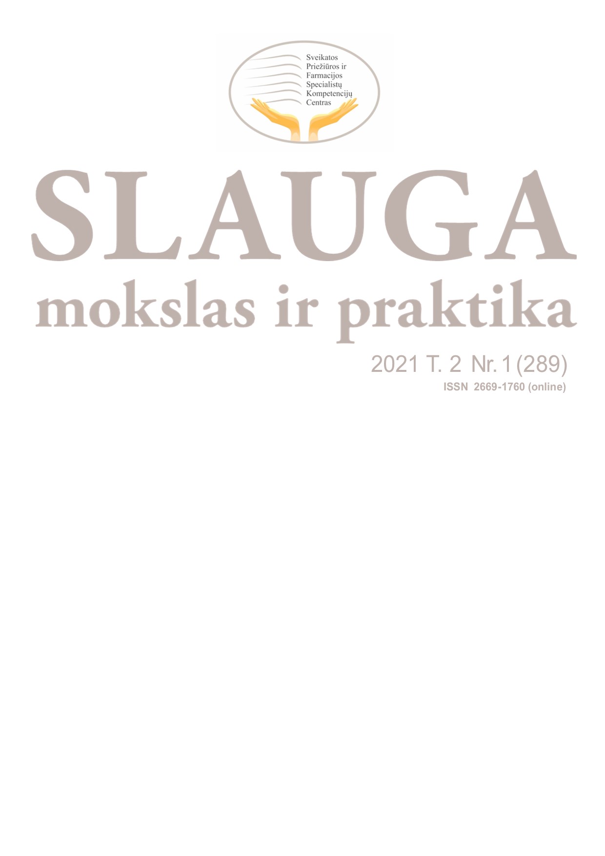 Slauga. Mokslas ir praktika viršelis 2021 Nr. 1 (289)