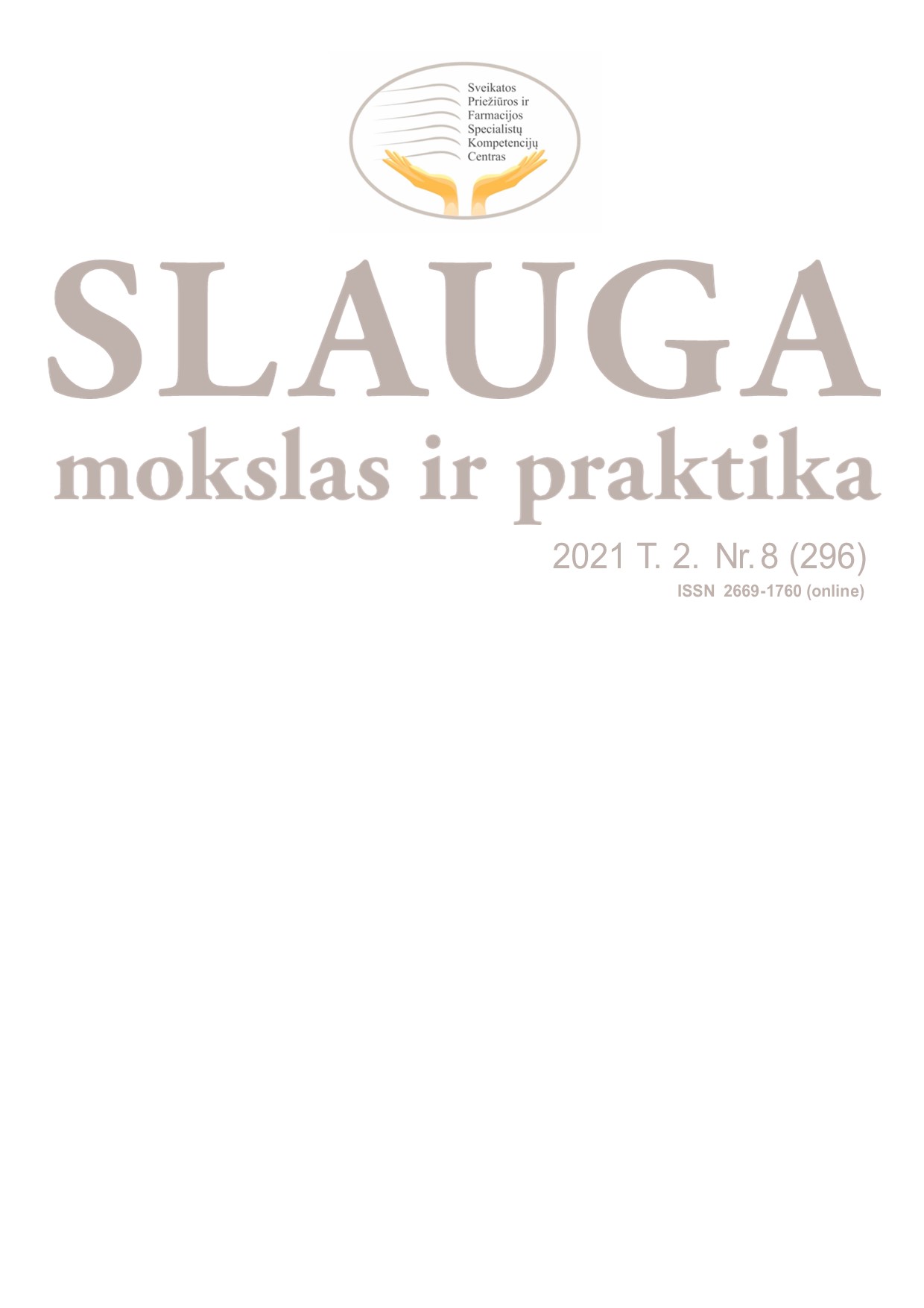 Slauga. Mokslas ir praktika viršelis 2021 T. 2. Nr. 8 (296)