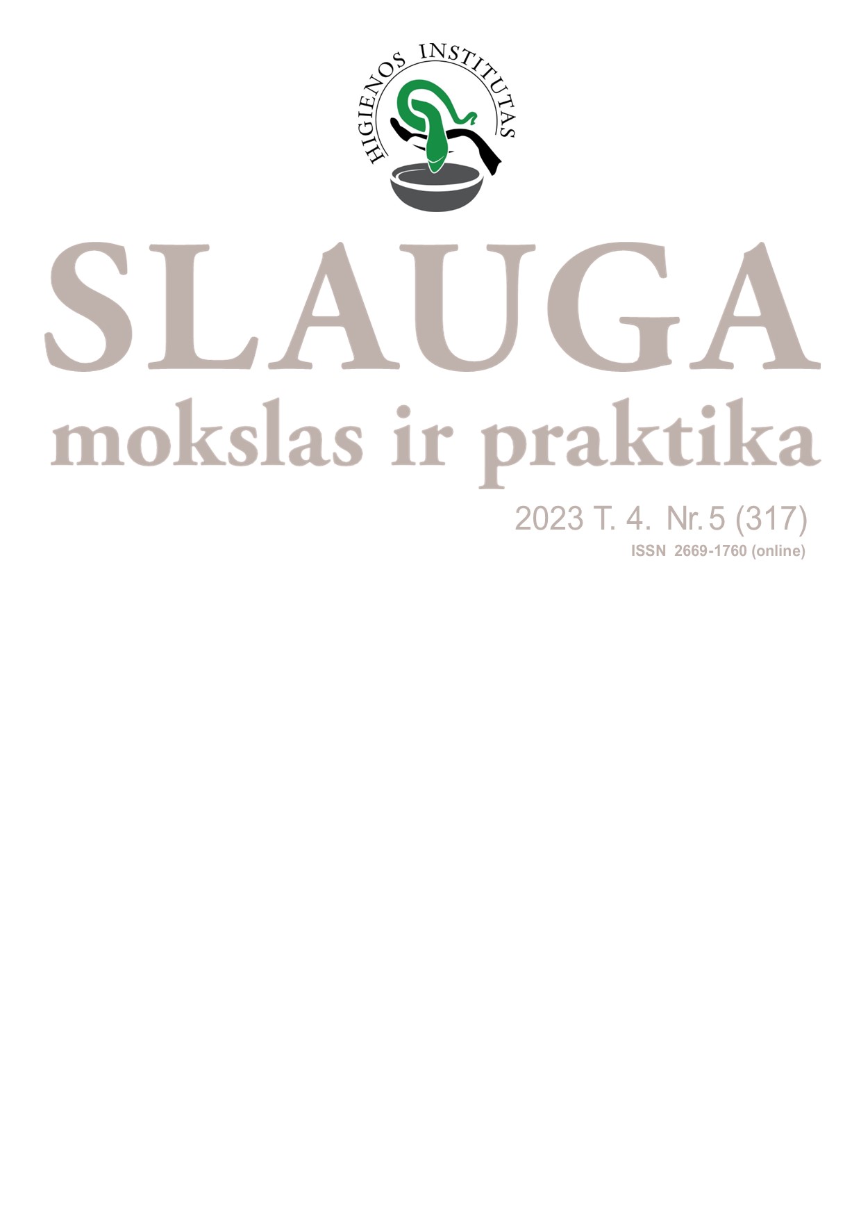 Slauga. Mokslas ir praktika viršelis 2023 T. 4. Nr. 5 (317)